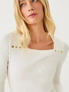 Lilly Pulitzer Cream Top with Gold Logo Accents *nwot *Large